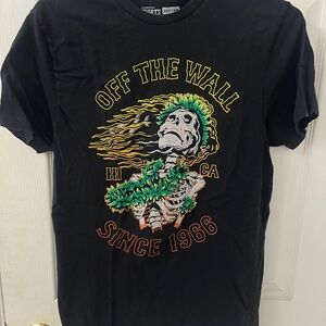 Vans “Off The Wall” Black Graphic T-Shirt with Skeleton Design